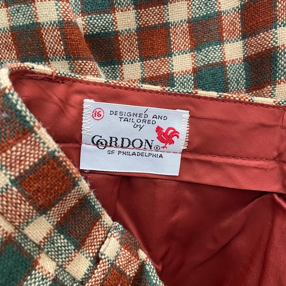 Vintage High-Waisted Plaid Flare Pants - Picture 2 of 5